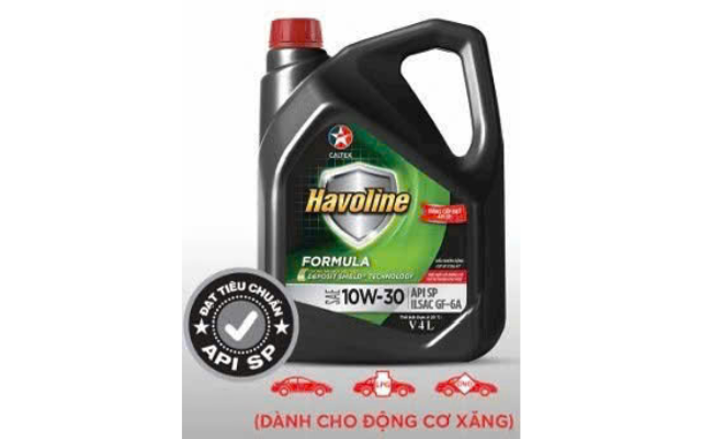 Nhớt Havoline Caltex ô tô Formula 10W30 4L API SP – Dầu khoáng chuyên động cơ xăng