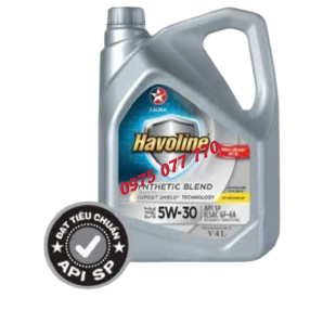 nhớt Havoline Caltex ô tô Synthetic Blend 5W30 4L , chuyên động cơ xăng ,công nghệ tổng hợp, API SP