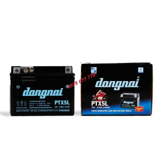 Ắc quy khô miễn bảo dưỡng Đồng Nai PTX5L - 12V - 3,5Ah