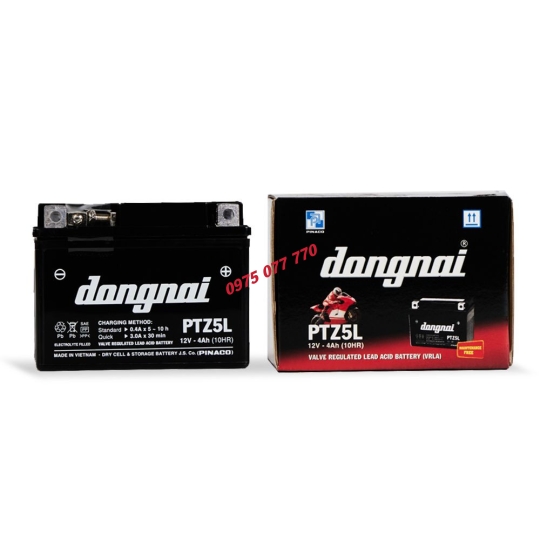 Ắc quy khô miễn bảo dưỡng Đồng Nai PTZ5L - 12V - 4Ah