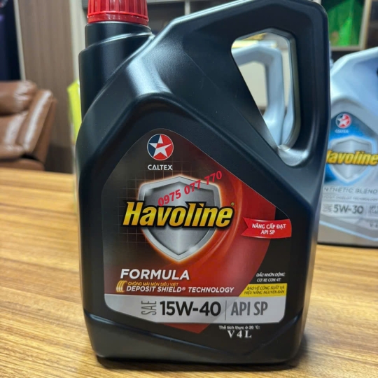 nhớt Havoline Caltex ô tô Formula 15W40 1L/4L, chuyên động cơ xăng, dầu khoáng, tiêu chuẩn  API SP