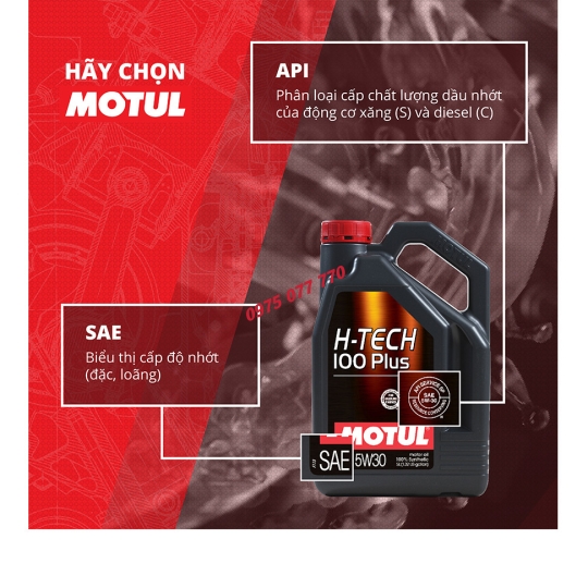 Motul nhớt ô tô cao cấp - H-TECH 100 PLUS 5W30 SP 4X4L