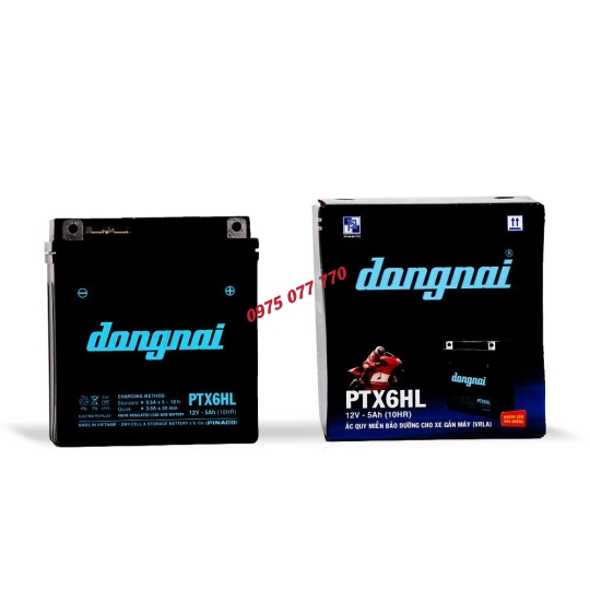 Ắc quy khô miễn bảo dưỡng Đồng Nai PTX6HL - 12V - 5Ah
