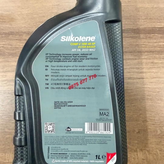 nhớt xe máy số FUCHS SILKOLENE COMP XP ESTER BASED 10W40 1L, chính hãng
