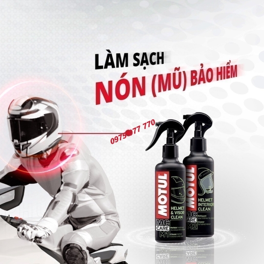 Motul dung dịch làm sạch lớp ngoài và kính mũ bảo hiểm - M1 HELMET & VISOR CLEAN 12X0.250L