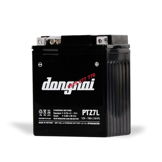 Ắc quy khô miễn bảo dưỡng Đồng Nai PTZ7L - 12V - 7Ah