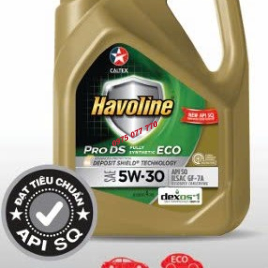 nhớt Havoline caltex ô tô  ProDS FullSyn Eco 5W30 4L,  chính hãng chuyên động cơ xăng, API SP ILSAC