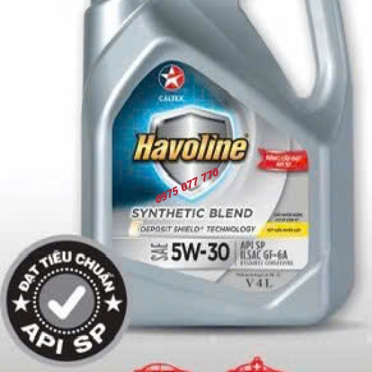 nhớt Havoline Caltex ô tô Synthetic Blend 5W30 4L , chuyên động cơ xăng ,công nghệ tổng hợp, API SP