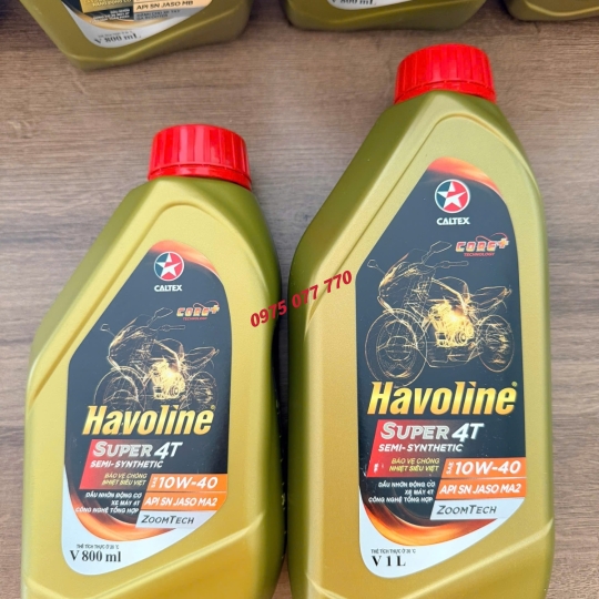 nhớt xe máy số HAVOLINE Super 4T Semi Synthetic 10W40, API SN, bán tổng hợp chính hãng