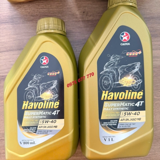 nhớt xe tay ga CALTEX HAVOLINE Supermatic 4T Fully Synthetic 5W40, 100% tổng hợp, chính hãng