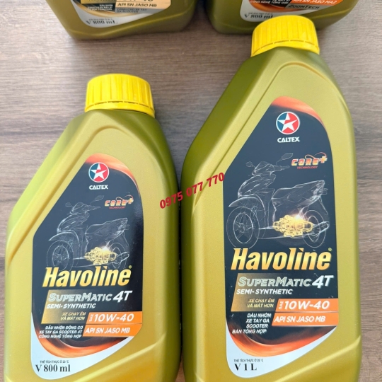 nhớt xe tay ga HAVOLINE CALTEX  SuperMatic Semi Synthetic 10W40, API SN, JASO MB, chính hãng