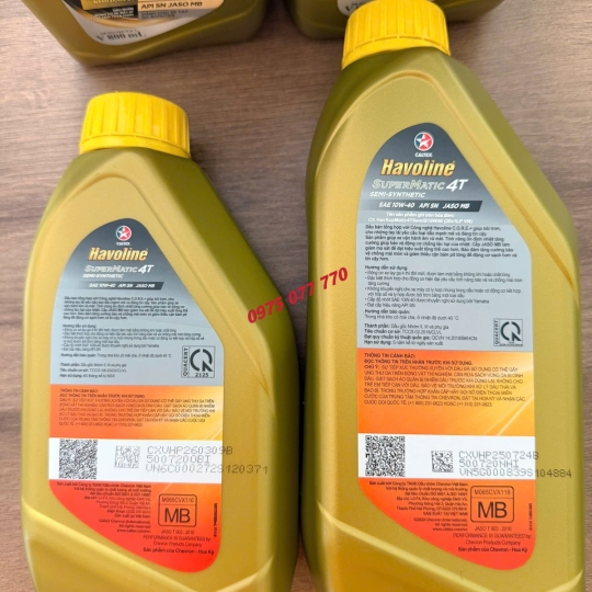 nhớt xe tay ga HAVOLINE CALTEX  SuperMatic Semi Synthetic 10W40, API SN, JASO MB, chính hãng