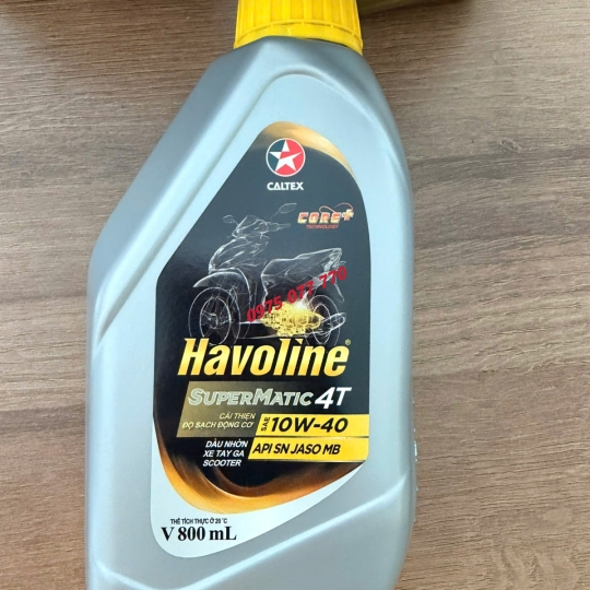 nhớt xe tay ga HAVOLINE CALTEX  SuperMatic 10W40, API SN, JASO MB, dòng khoáng, Chính hãng