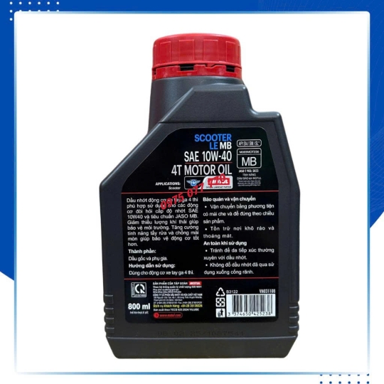 nhớt xe tay ga MOTUL SCOOTER LE 10W40, API SN, JASO MB, Khoáng, chính hãng