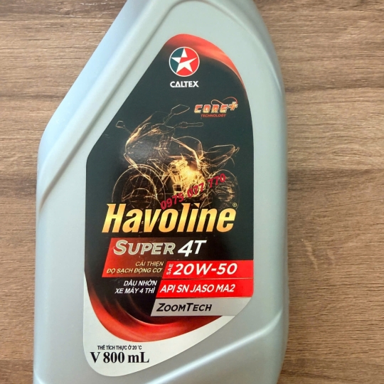 nhớt xe máy số HAVOLINE Super 4T 20W50,API SN, JASO MA2, dòng khoáng, chính hãng