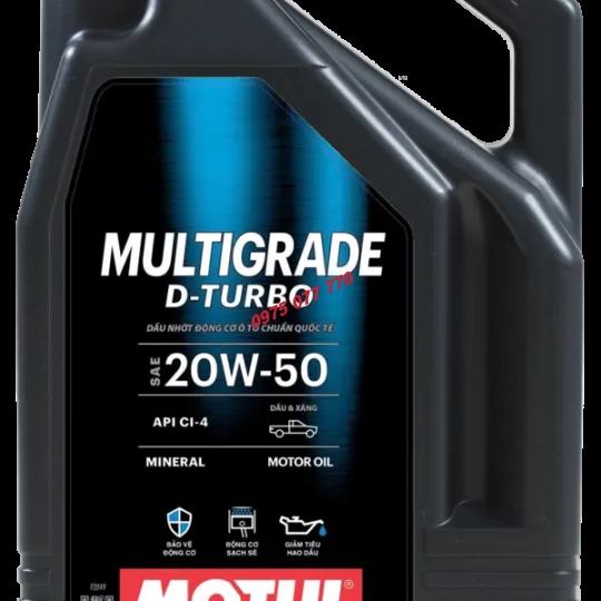 nhớt motul ô tô MULTIGRADE D-TURBO 20W50 5L, CI-4, chuyên động cơ máy dầu API CI-4, khoáng, chính hãng
