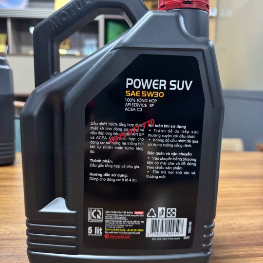  nhớt motul ô tô POWER SUV 5W30 1L, 5L , API SP, ACEA C3, 100% tổng hợp,chính hãng