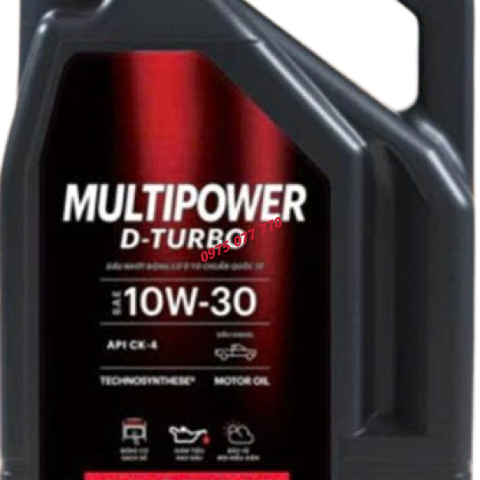 nhớt motul ô tô MULTIPOWER D-TURBO 10W30,  động cơ dầu(Diesel), API CK-4, bán tổng hợp, chính hãng