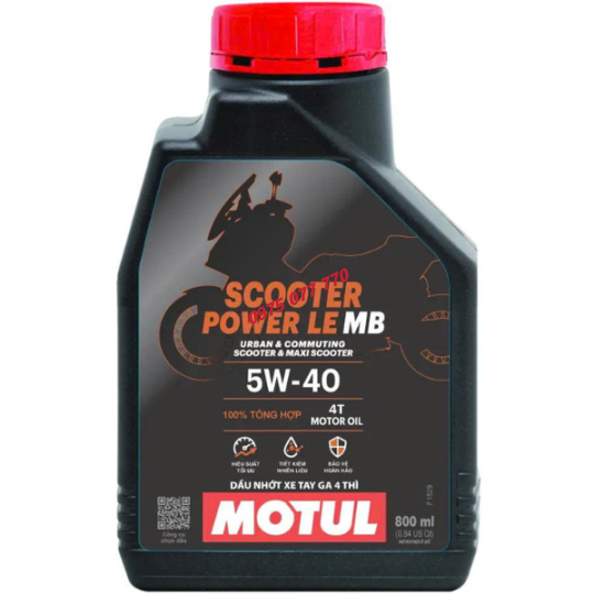 nhớt xe tay ga MOTUL SCOOTER POWER LE 4T 5W40, API SP, JASO MB, 100% tổng hợp, chính hãng