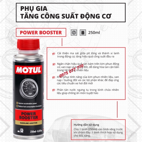 Motul phụ gia tăng công suất động cơ ô tô - POWER BOOSTER 12X0.250L CN                  