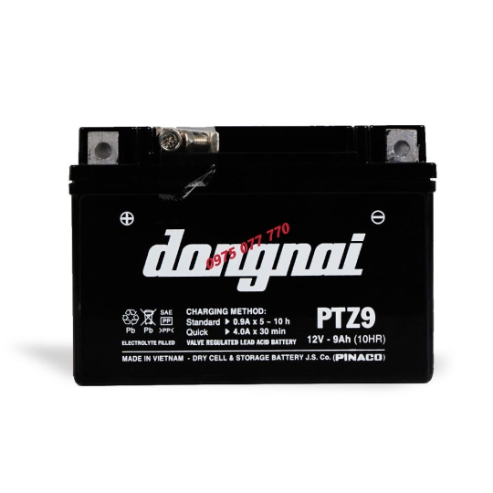 Ắc quy khô miễn bảo dưỡng Đồng Nai PTZ9 - 12V - 9Ah