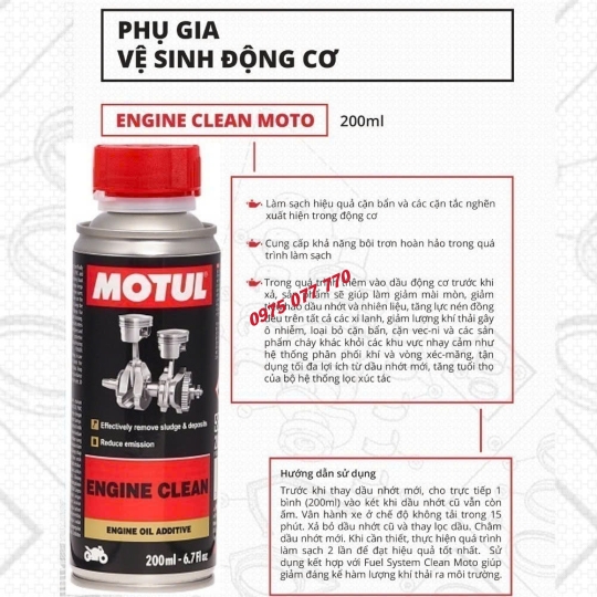 Motul phụ gia vệ sinh động cơ xe máy - ENGINE CLEAN MOTO 12X0.200L