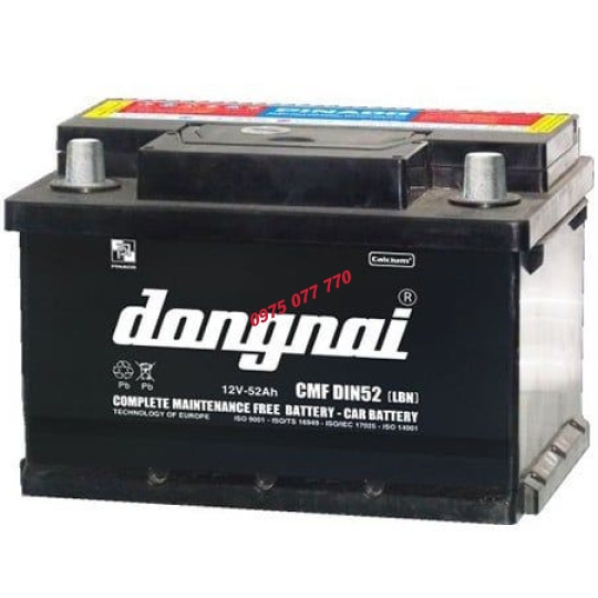 Ắc quy khô miễn bảo dưỡng Đồng Nai CMF DIN52-LBN - 12V - 52Ah