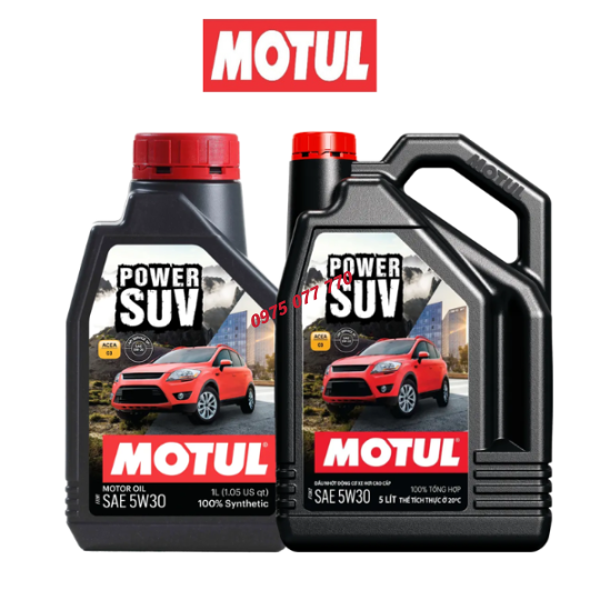  nhớt motul ô tô POWER SUV 5W30 1L, 5L , API SP, ACEA C3, 100% tổng hợp,chính hãng