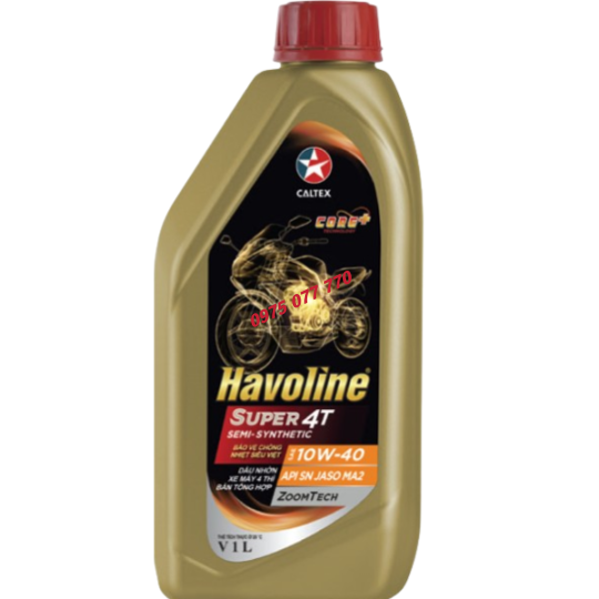 nhớt xe máy số HAVOLINE Super 4T Semi Synthetic 10W40, API SN, bán tổng hợp chính hãng