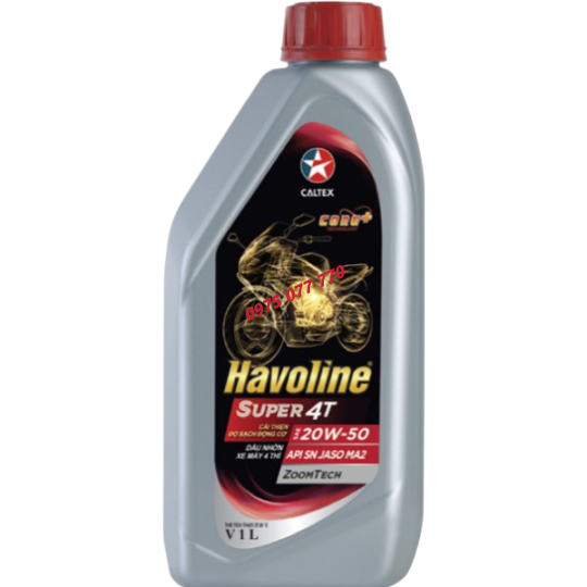nhớt xe máy số HAVOLINE Super 4T 20W50,API SN, JASO MA2, dòng khoáng, chính hãng