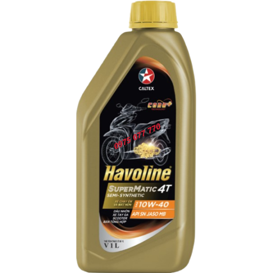 nhớt xe tay ga HAVOLINE CALTEX  SuperMatic Semi Synthetic 10W40, API SN, JASO MB, chính hãng