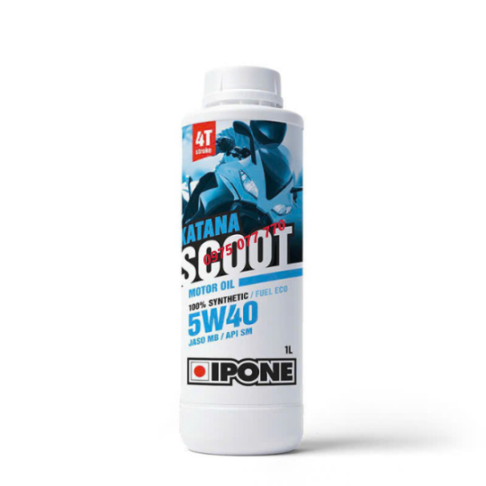 nhớt xe tay ga IPONE KATANA SCOOT 5W40 1L cao cấp, API SM,JASO MB, 100% tổng hợp, chính hãng