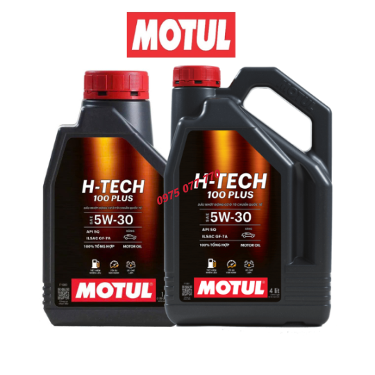 nhớt motul ô tô HTECH 100 PLUS 5W30,  API SQ, ILSAC GF-7A, 100% tổng hợp, chính hãng